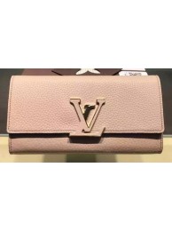 AAA Replica Louis Vuitton Litchi Leather LOUISE WALLET M60766 Light Pink HY9305Oy84