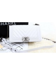 AAAAA Boy Chanel Flap Bag Calfskin Chevron Quilting A67086 White HY11562Qa67