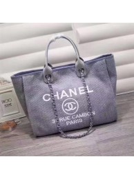AAAAA Chanel Canvas Leather Tote Shopping Bag Blue A1679 HY3843aM93