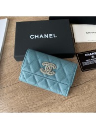 AAAAA Chanel card holder Calfskin AP2735 blue HY19538aM93