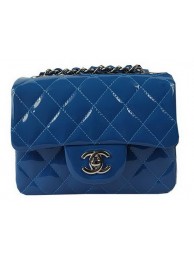 AAAAA Chanel Classic MINI Flap Bag Blue Original Patent Leather CF1115 Silver HY11873aM93