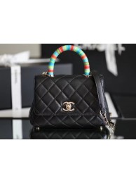 AAAAA chanel mini flap bag with top handle AS2215 black HY23553aM93