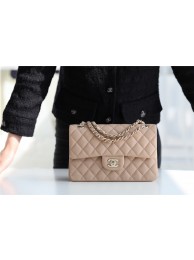 AAAAA Chanel Small Classic Handbag Grained Calfskin & silver-Tone Metal A01113 Apricot HY7128aM93