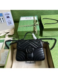 AAAAA Gucci GG Marmont mini top handle bag 702563 black HY2748aM93