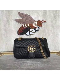 AAAAA Gucci GG Marmont Sheenskin Shoulder Bag 443497A Black HY4262Qa67