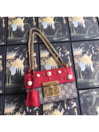 AAAAA Gucci Padlock small GG Pearl shoulder bag A409487 red HY12238aM93