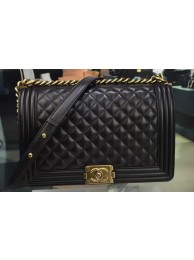 AAAAA Imitation Boy Chanel Flap Bag Black Original Sheepskin Leather A67088 Gold HY20377Sy67