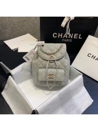 AAAAA Imitation Chanel backpack Grained Calfskin & Gold-Tone Metal AS1371 Gray HY11252Sy67