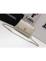 AAAAA Imitation Chanel Classic Top Handle Bag White Cannage Pattern A92290 Gold HY17591oT91