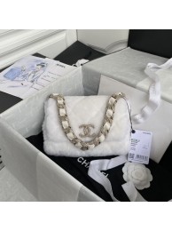 AAAAA Imitation Chanel flap bag Shearling Lambskin Strass & Gold-Tone Metal AS2240 White HY27081oT91