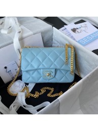 AAAAA Imitation Chanel Flap Lambskin small Shoulder Bag AS3114 blue HY16362Sy67