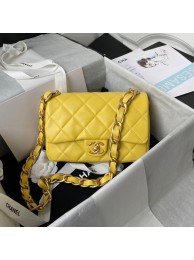 AAAAA Imitation CHANEL Lambskin Flap Shoulder Bag 2022SS yellow HY2127Sy67