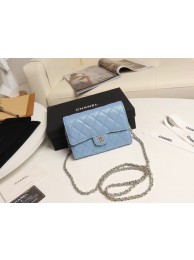 AAAAA Imitation Chanel mini flap bag Grained Calfskin A84512 sky blue HY5181oT91
