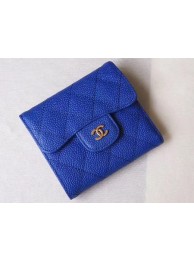 AAAAA Imitation Chanel Tri-Fold Wallet Cannage Pattern Leather A48981 Blue HY9196oT91
