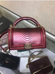 AAAAA Knockoff BOY CHANEL Flap Bag with Handle Python & Ruthenium-Finish Metal A94804 rose HY4545Pg26