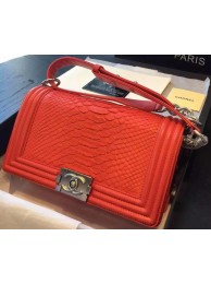 AAAAA Knockoff Chanel Boy Flap Shoulder Bag Red Python Leather A66095 Silver HY10020Pg26