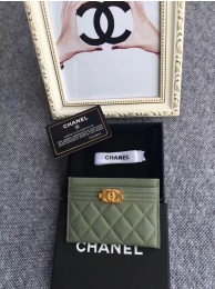 AAAAA Knockoff Chanel classic card holder Grained Calfskin & Gold-Tone Metal 84430 green HY5275Pg26