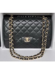 AAAAA Knockoff Chanel Jumbo Double Flaps Bag Black Cannage Pattern A36097 Gold HY11480Pg26