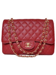 AAAAA Knockoff Chanel Jumbo Quilted Classic Flap Bag Burgundy Cannage Patterns A58600 Gold HY15130Pg26