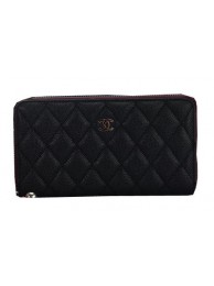 AAAAA Knockoff Chanel Matelasse Zip Around Wallet Cannage Pattern A2618 Black HY25715Pg26
