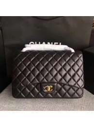 AAAAA Knockoff Chanel Maxi Quilted Classic Flap Bag Black Sheepskin Leather A58601 Gold HY11845Pg26