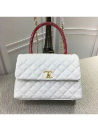 Best 1:1 Chanel Caviar Leather Top Handle Bag 92991 White HY6145eT55