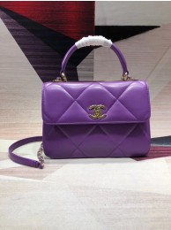 Best 1:1 Chanel CC original lambskin top handle flap bag A92236 purple&Gold-Tone Metal HY20275OR71
