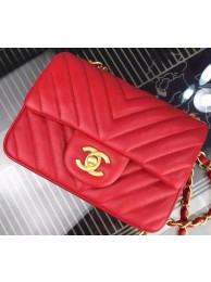 Best 1:1 Chanel Classic mini Flap Bag Chevron Sheepskin Leather A68748 Red HY12610OR71