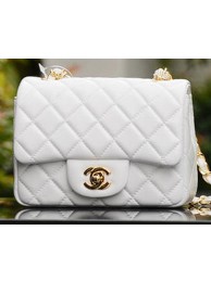 Best 1:1 Chanel Classic MINI Flap Bag White Sheepskin A37585 Gold HY8960OR71
