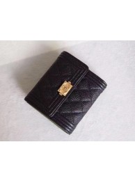 Best 1:1 Chanel Matelasse Bi-Fold Wallet Black Cannage Patterns A48980 Gold HY10160eT55