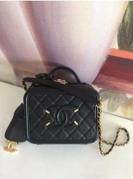 Best 1:1 Chanel mini Vanity Case Grained Calfskin A93342 Black HY19545OR71
