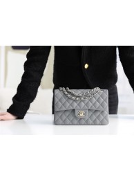 Best 1:1 Chanel Small Classic Handbag Grained Calfskin & silver-Tone Metal A01113 grey HY5675OR71