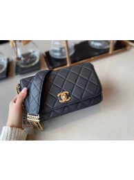 Best 1:1 Chanel small flap bag Lambskin & Gold-Tone Metal AS2052 black HY3120OR71