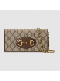 Best 1:1 Gucci Horsebit 1955 wallet with chain 621892 brown HY13340OR71