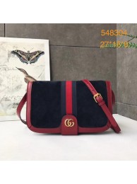 Best 1:1 Gucci Ophidia GG Supreme small suede shoulder bag 548304 Dark blue HY23925OR71