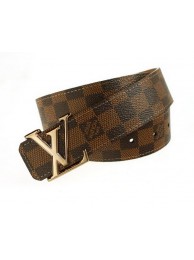 Best 1:1 Louis Vuitton Damier Ebene Canvas Belt LV207 Shiny Gold HY9430eT55