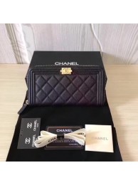 Best Boy Chanel Zip Around Wallet Cannage Pattern CHA5265 Black HY16911Ml87