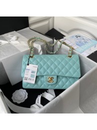 Best Chanel Flap Shoulder Bag Grained Calfskin A01112 gold-Tone Metal sky blue HY18772kr25