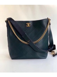 Best Chanel Hobo Handbag Calfskin Grosgrain & Gold Tone Metal A57576 blue HY13662kr25