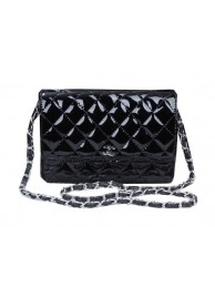 Best Chanel mini Flap Bag A33814 Black Patent Leather Silver HY20962kr25