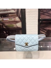 Best Chanel Original waist pack Sheepskin 4771 sky blue HY20232kr25
