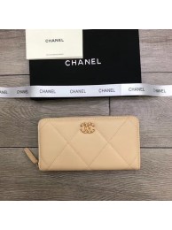 Best Chanel sheepskin & Gold-Tone Metal Wallet A6870 apricot HY13297kr25