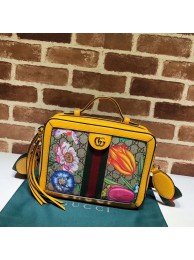 Best Gucci Ophidia GG Flora small shoulder bag 550622 yellow HY17641Ml87