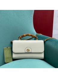 Best Gucci Small top handle bag with Bamboo 675794 white HY4136Ml87