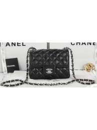 Best Quality Chanel Classic MINI Flap Bag Black Sheepskin Leather A1115 Silver HY14389xb51