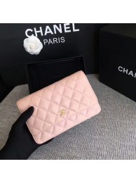 Best Quality Chanel WOC Flap Bag Light Pink Original Sheepskin Leather 33814 Glod HY20594xb51