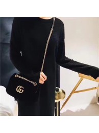Best Quality Gucci 443497 GG Marmont Chevron Velvet Shoulder Bag Black HY17309xb51