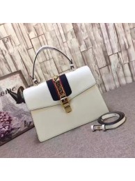 Best Quality Imitation Gucci Sylvie Leather Top Handle Bag 431665 White HY19143dK58