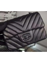 Best Replica Chanel Classic mini Flap Bag Black Chevron Sheepskin Leather A68748 Black HY8161bj75