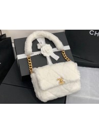 Best Replica Chanel flap bag Shearling Lambskin & Gold-Tone Metal AS2240 White HY20206bj75
